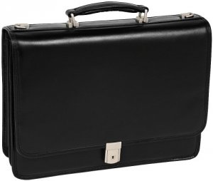 Mcklein 83545 Usa Lexington Black Flap Over Double Compartment Briefca