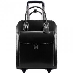 Mcklein 97695 Uptown Leather Wheeled Laptop   Case 15.4in Black