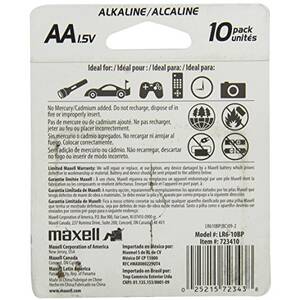 Maxell 723410 (r)  - Lr610bp Alkaline Batteries (aa; 10 Pk; Carded)