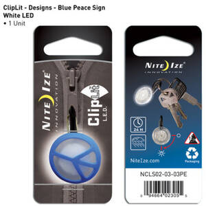 Nite NCLS020303PE Clip Lit Blue Peace Sign