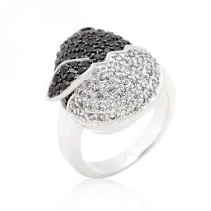 Icon J9199 Black And White Cubic Zirconia Baby Chick Ring (size: 10) R