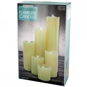 Bulk KL17751 Decorative Flameless Pillar Candles Set Os329