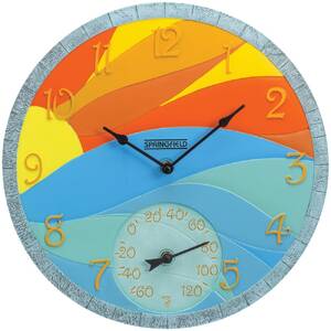 Springfield RA46463 14quot; Poly Resin Clock With Thermometer (sunrise
