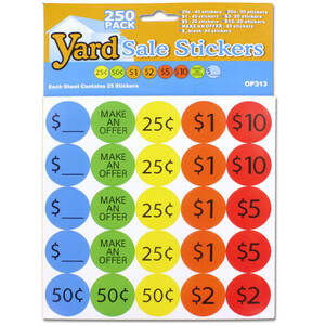 Yard OP313 Yard Sale Pricing Stickers
