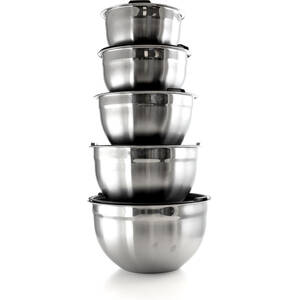 Megachef MG-10L 5 Piece Multipurpose Stackable Mixing Bowl Set With Li