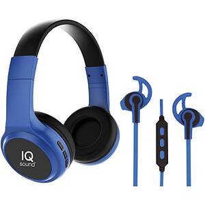 Iq RA49418 2-in-1 Bluetooth Headphones And Earbuds With Microphone Com