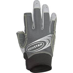 Ronstan CW54952 Sticky Race Gloves W-3 Full  2 Cut Fingers - Grey - X-
