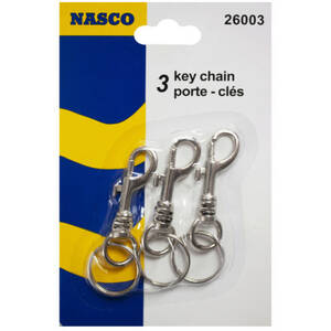 Bulk CH489 3 Pk Snap Clip Key Chain Set