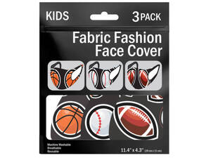 Bulk MO134 3 Pack Boys Asst 5.7 X 4.3 Inch Fabric Face Mask