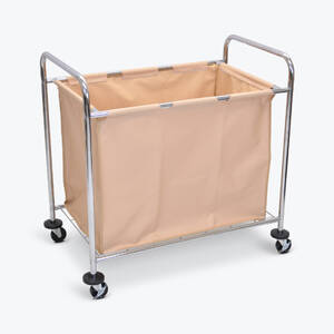 Luxor HL14 Laundry Cart W Steel Frame  Tan Canvas Bag