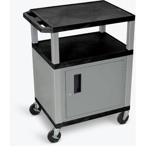 Luxor WT34C4E-N Tuffy Black 3 Shelf Av Cart W Nickel Legs  Cabinet