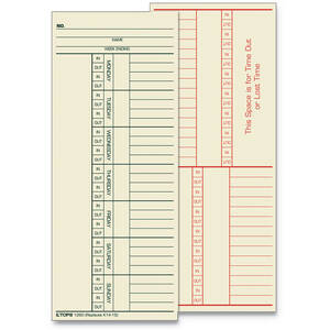 Tops TOP 1255 Tops Weekly One-sided Time Cards - 3.50 X 10.50 Sheet Si
