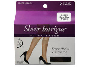 Bulk GW813 Sheer Intrigue Pecan Ultra Sheer Knee High 2 Pack Pantyhose