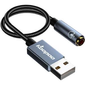 Koopao T1A1-R-GY Usb To 3.5mm Jack Audio Adapter,  2in1 External Usb S