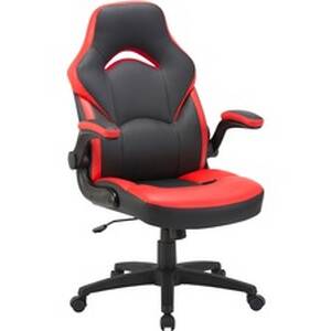 Lorell LLR 84387 Bucket Seat High-back Gaming Chair - Red, Black Seat 