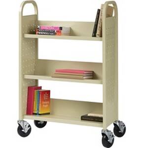 Lorell LLR 49204 Single-sided Book Cart - 3 Shelf - 200 Lb Capacity - 