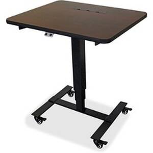 Lorell LLR 99979 Mahogany Laminate Top Mobile Sit-to-stand Table - Bla