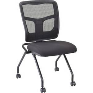 Lorell LLR 84385 Chair - Black Fabric Seat - Mesh Back - Metal Frame -