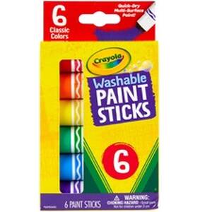 Crayola CYO 546207 Washable Paint Sticks - 6  Pack - Red, Orange, Yell
