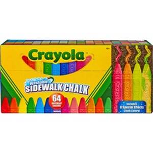 Crayola CYO 512064 Sidewalk Chalk 64 Count Washable Anti-roll Sticks -