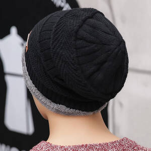 Heyybit k043-black Winter Warm Thicken Wool Hat Knitted Hats For Men