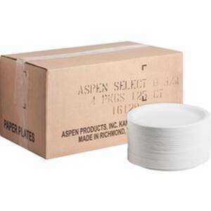Ajm AJM CP9AJCWWH1CT Ajm Packaging Coated Paper Plates - 125  Pack - P