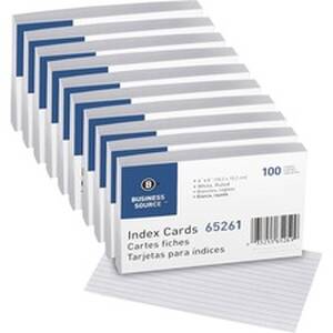 Business BSN 65261BX Ruled White Index Cards - Front Ruling Surface - 