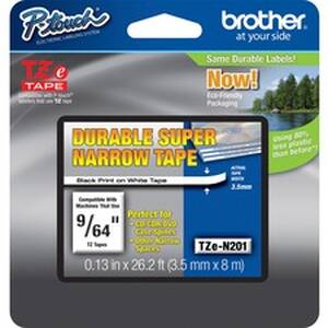 Brother BRT TZEN201 Tz Super Narrow Non-laminated Tapes - 18 - Thermal