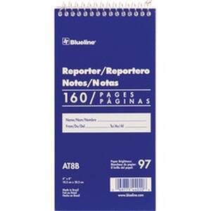 Dominion RED AT8B Blueline Reporter Notebook - 160 Sheets - Spiral - 4