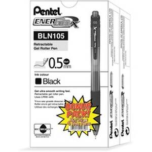 Pentel PEN BLN105ASW2 Energel-x Retractable Gel Pens - Fine Pen Point 