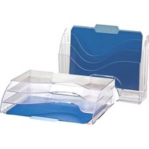 Officemate OIC 22904 Oic Clear Wave 2-way Desktop Organizer - 3 Compar