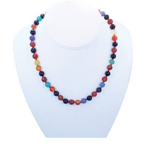 The 290-MFAN Multi Color Flower Agate Necklace With Charm
