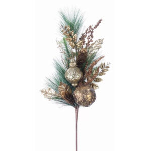 Melrose 77393DS Pine Spray With Ornament (set Of 4) 31h Pvc