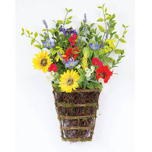 Melrose 78208DS Sunflowerpoppy Wall Basket (set Of 2) 14 X 20.5h Polye