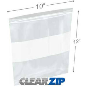 International CZW41012 White Block Clearzip Lock Top Bags  4 Mil 10 X 