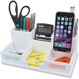 Victor VCT W9525 Victor W9525 Pure White Desk Organizer With Smart Pho