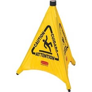 Rubbermaid RCP 9S0000YWCT Commercial Multi-lingual Caution Safety Cone