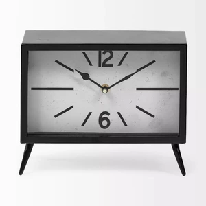 Homeroots.co 376227 Rectangular Black Metal Desktable Clock