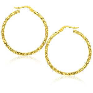 Unbranded 27978 Large Textured Hoop Earrings In 10k Yellow Gold