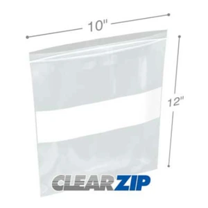 International CZW61012 White Block Clearzip Lock Top Bags  6 Mil 10 X 