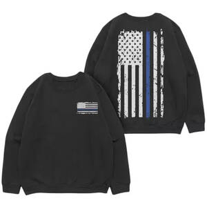 Fox 64-6821 XXL Vintage Blue Line Crewneck Sweatshirt Black - 2xl