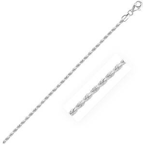 Unbranded 48458-22 2.25mm 14k White Gold Solid Diamond Cut Rope Chain 