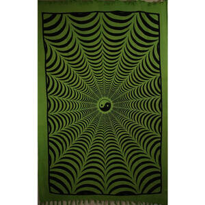 Wild TAPS1067 Green Trippy Yin Yang 3d Hand-loom Style Tapestry