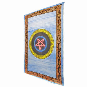 Wild TAPS1097 Blue Geometric Star Frame Brushstroke Pattern Tapestry C