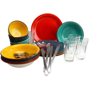 Gibson 120815.28 Color Speckle 28 Piece Mix And Match Dinnerware Combo