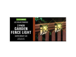 Bulk GE644 2 Pack Led Solar Powered Garden Fence Lights