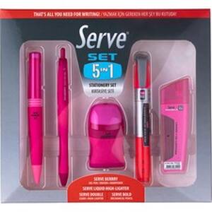 Somine SRV 5IN1SET07FP So-mine Serve 5 In 1 Stationery Set - Pink - 1 