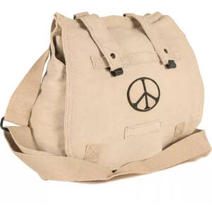 Fox 43-098 Retro Hungarian Shoulder Bag With Peace Emblem - Khaki
