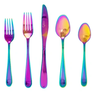 Gibson 137381.20 Home Stravidia 20 Piece Flatware Set In Rainbow Stain