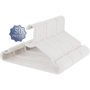 Elama ELH-009-WHITE Home 50 Piece Plastic Hanger Set With Notched Shou